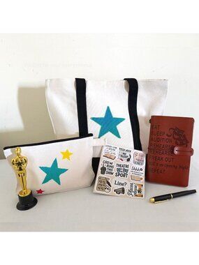 Hand Painted Theatre Gift Set Tote Journal Pouch Actor Gift One of a Kind